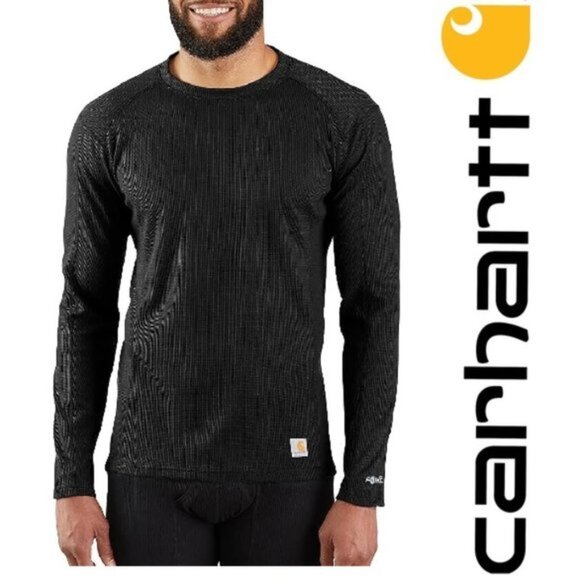 Carhartt | Men's Black Base Force Midweight Classic Crew | Size Large - Picture 1 of 9
